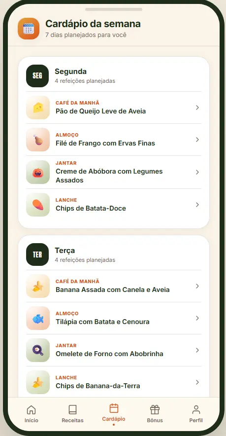 Cardápio da semana