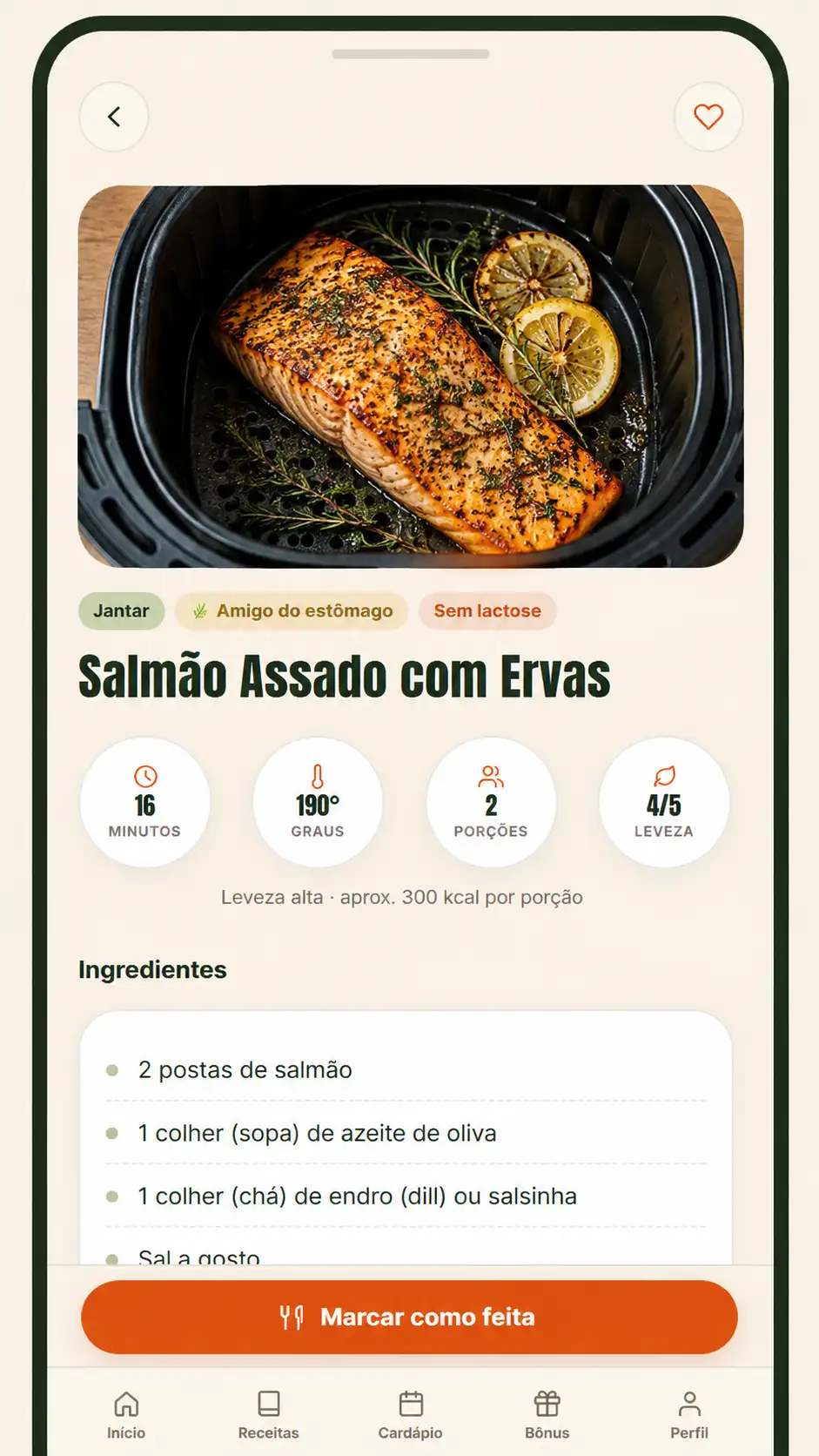 Detalhe de uma receita